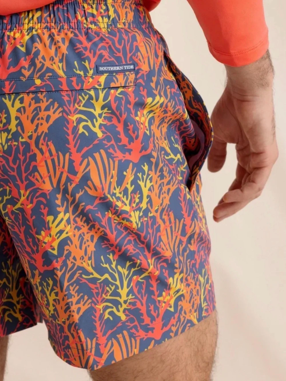 Southern Tide Men's Coral Hideaway Swim Trunks  large